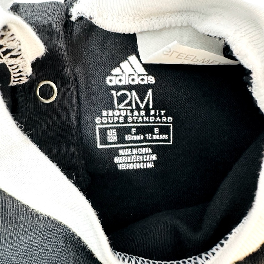 ADIDAS Baby Boy Size 12 Months 3 Stripe Short Sleeve Romper. Super Cute 🥰 - Picture 3 of 3
